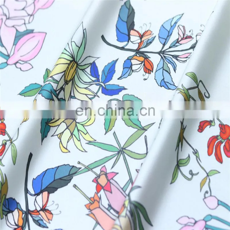 Classic digital printing silk satin fabric with flowers
