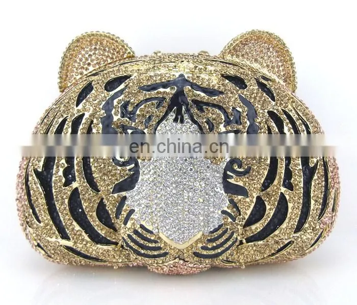 Tiger shape handmade bag crystal clutch bag evening bag