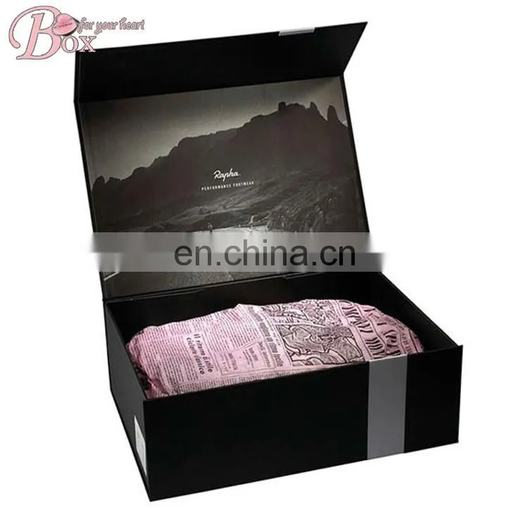Custom Printed Magnetic Foldable Black Gift Box