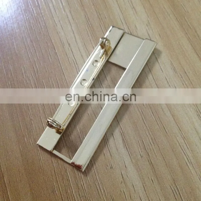 laser logo metal lapel pin name tag with safety pin