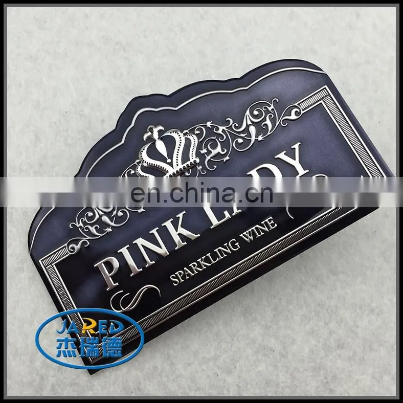 Cheap Customized Metal Crafts Aluminum Wine Label with Protective Film