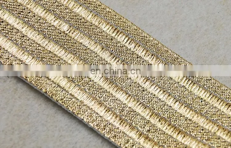 Hot sale lurex elastic tape elastic band with gold thread for clothes