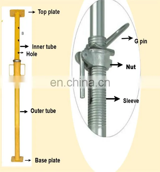 ASP-090 Tianjin Shisheng Concrete Adjustable Scaffolding Sreel Props For Sale