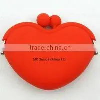 Cute silicone coin purse for girls,heart shape purse hook for younga ladies