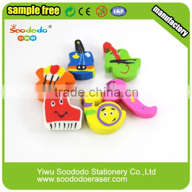 Novelty School 2D Extruded music shaped flat Eraser set