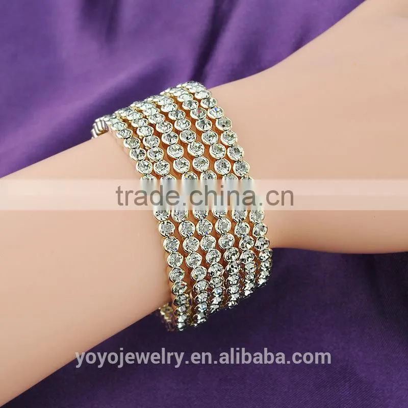 Equisite crystal bangle 14g gold mood bracelet
