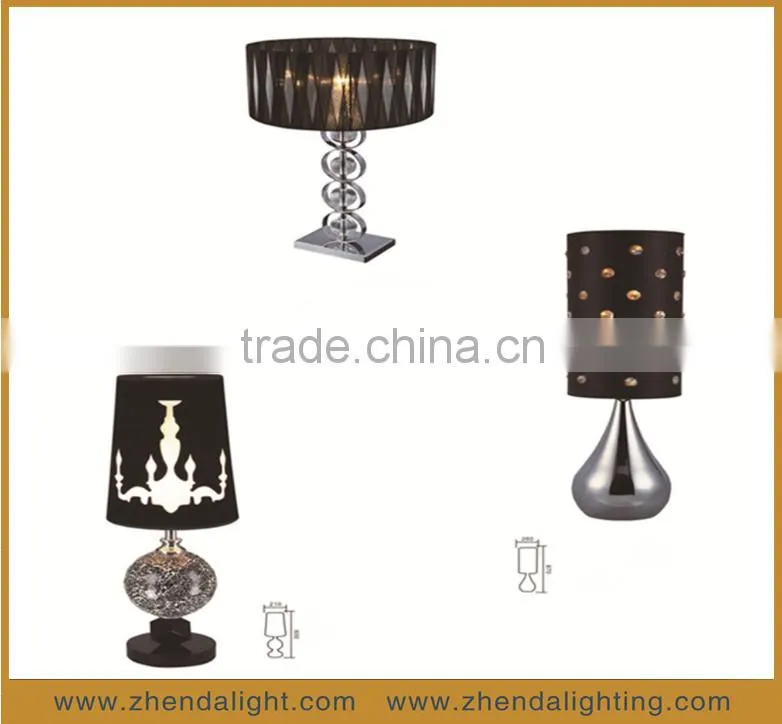 silver vase shape metal led table lamp with classic pvc shade
