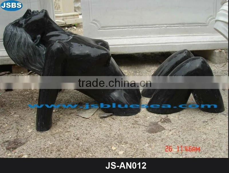 Black marble abstract carving for garden decoration