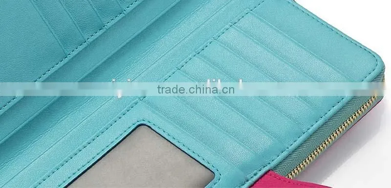 2015 new design promotion pretty leather zipper women wallets with card slots