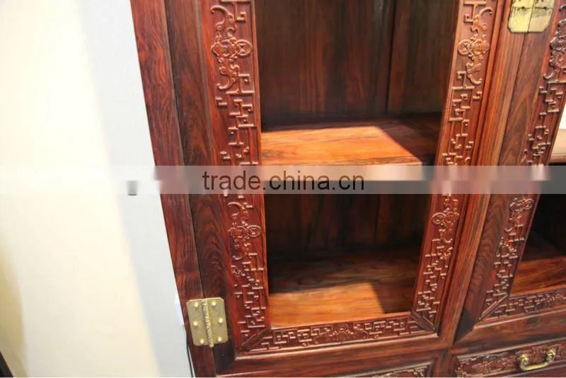 Chinese antique carved rosewood bookshelf