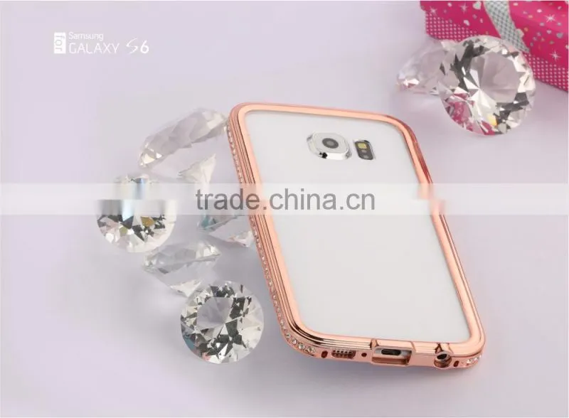 SHENGO High Quality Metal Crystal Phone Bumper Case for Samsung Galaxy S6