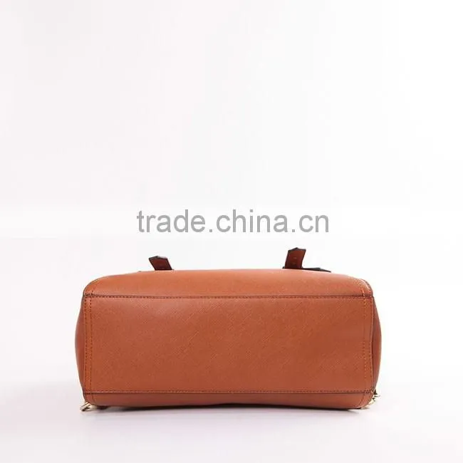 M22 European High Quality Coffee color Teens PU School Satchel Bag with Cotton Webbing Straps
