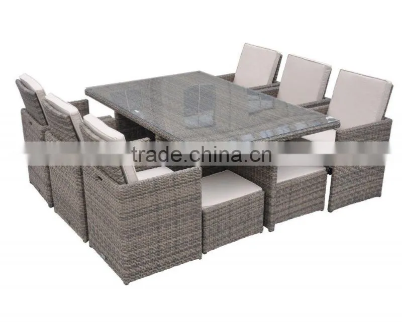 Hot Sale Outdoor Synthetic Resin Round 4,5,6,8,10,12 Seat Table Chairs Sofa Set Poly Rattan Garden Furniture