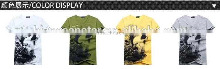 New men's short sleeve T-shirt men's v-neck Chinese wind printing men's T-shirt