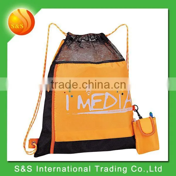 hot sell sport nylon drawstring bag with detachable phone holder