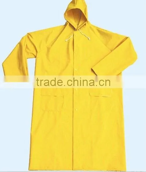 waterproof adult pvc/polyester long raincoat