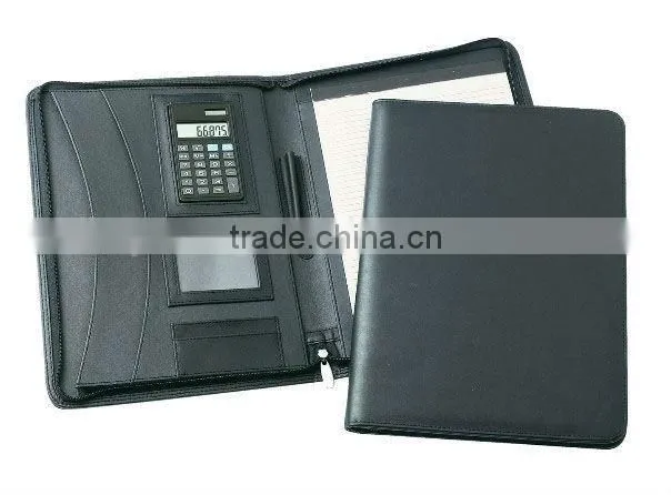 Office A4 Zipper PU Presentation Folder Leather