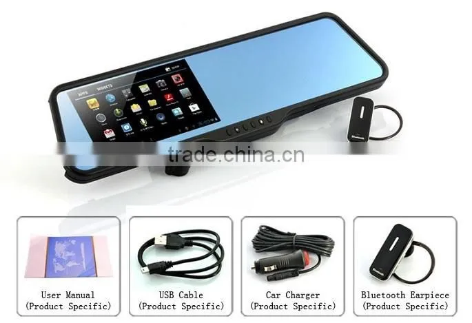 Android mirror dvr GPS+Bluetooth+Wifi car DVR with rear view mirror car monitor