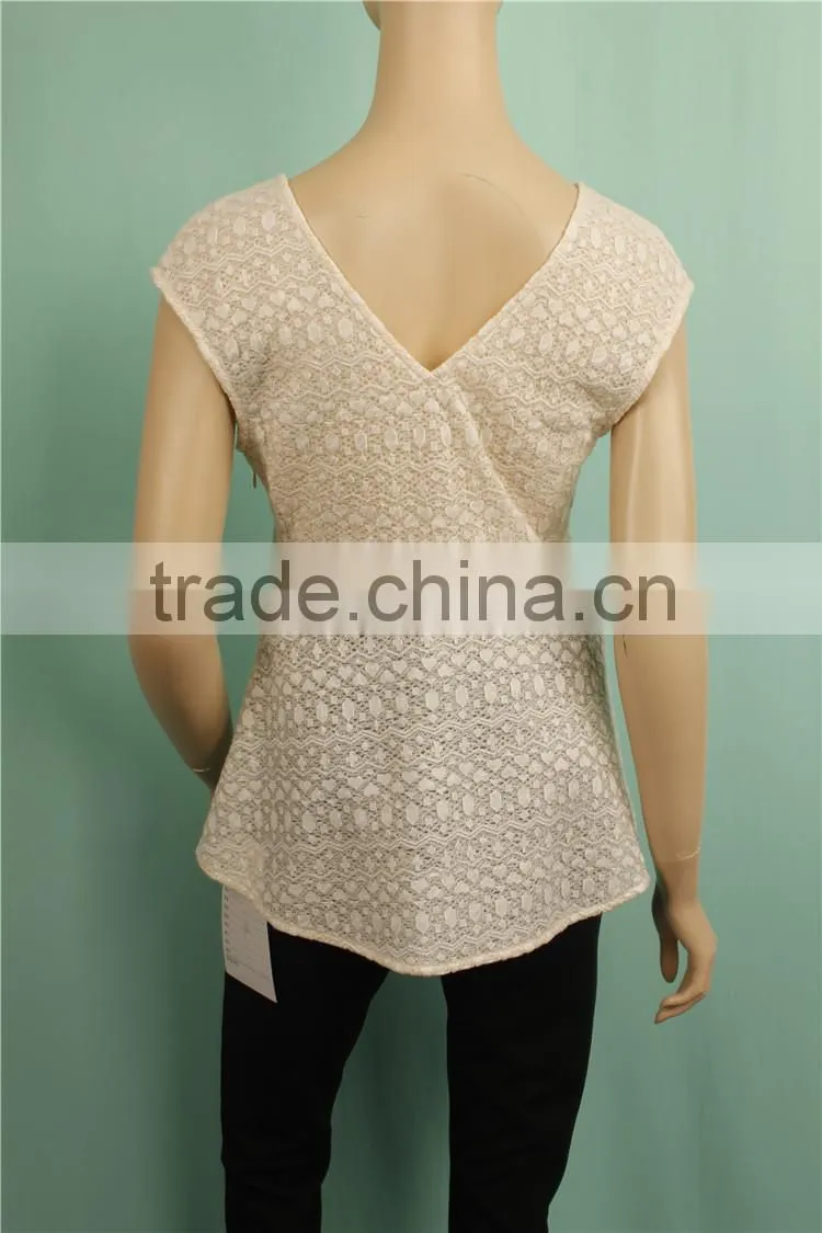 2016 S/S New design sleeveless cotton fabric summer ladies blouse image