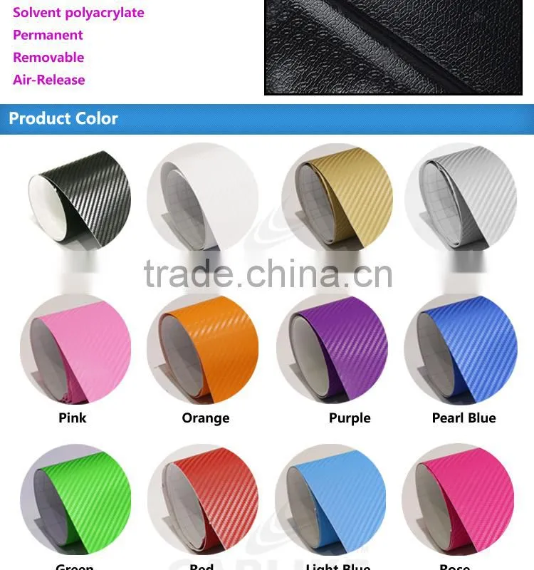 Removable Glue SINO Car Automobile Orange Carbon Fiber Car Wrap Vinyl Film