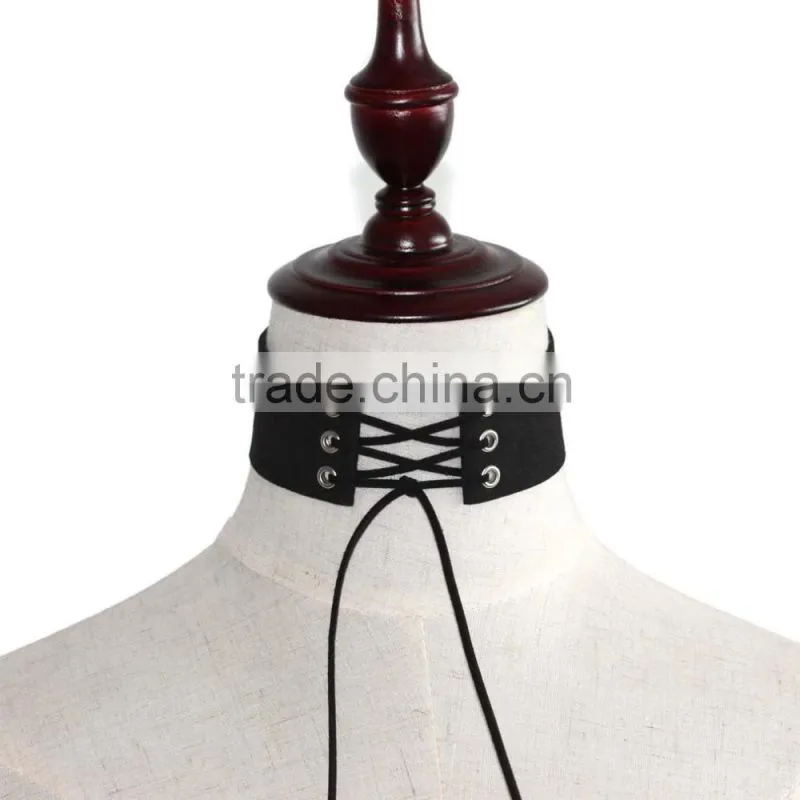 Woman man Punk Sexy Leather Wrap Choker Collar Leather Wrap