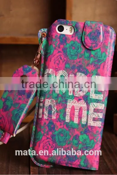 Fashionable Painting PU Leather Case With Sliding For iphone 6