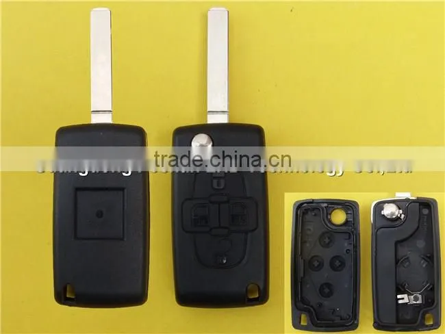 4 button flip folding remote key blank shell for Peugeot 307 CE0536