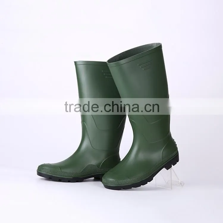 Manufacturer cheap green pvc rain boots without steel toe, cheap plastic pvc rain boots