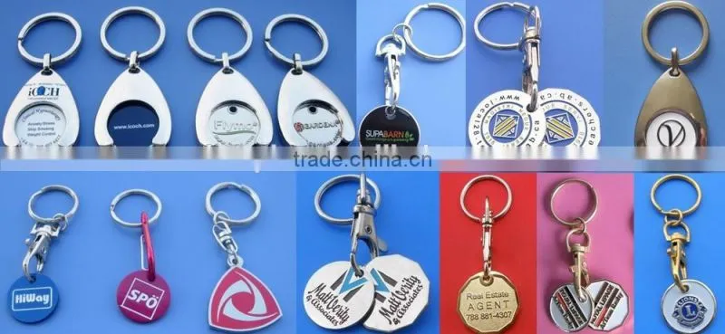silver round custom travel picture printing metal key holder