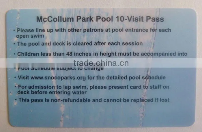 high quality of plastic visit pass card