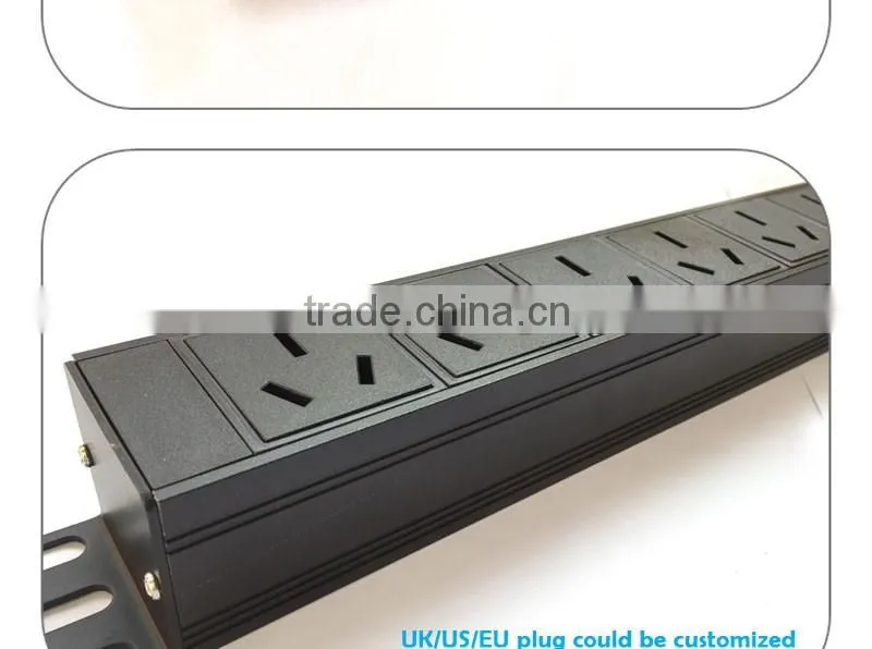 Vision aluminum alloy rackmount 19inch 8 ports PDU in black