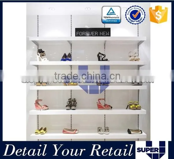 shoes store wall display cabinet with led wooden 5 tier shelf