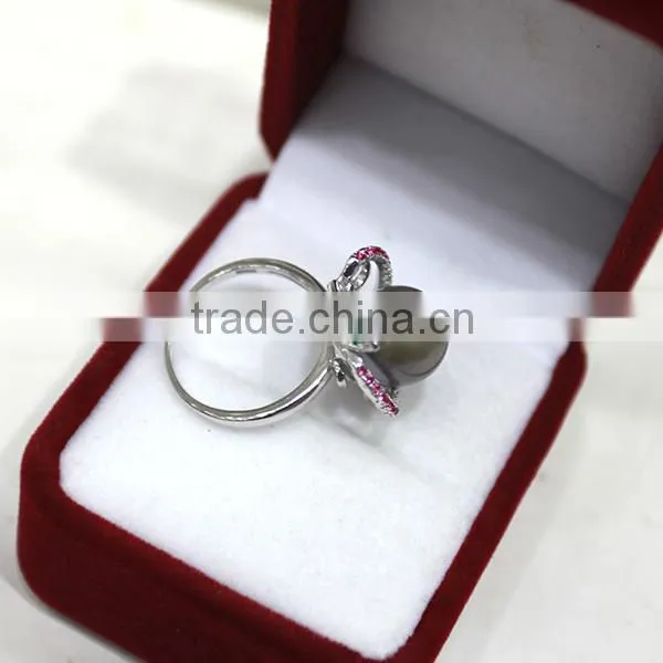 animal round pearl price natural sun pearl ring real 925 silver ring