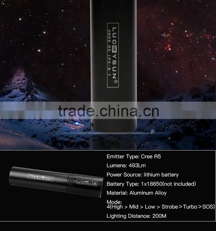 Exclusive Design Portable torch lights CREE5 493LM Waterproof LED Flashlight with 6 Modes