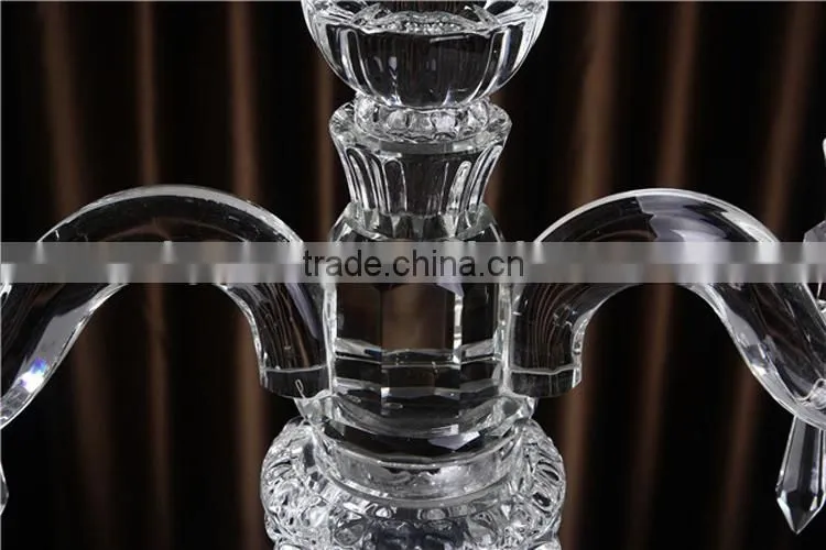 2 arms k9 crystal pink engraved base candle holder