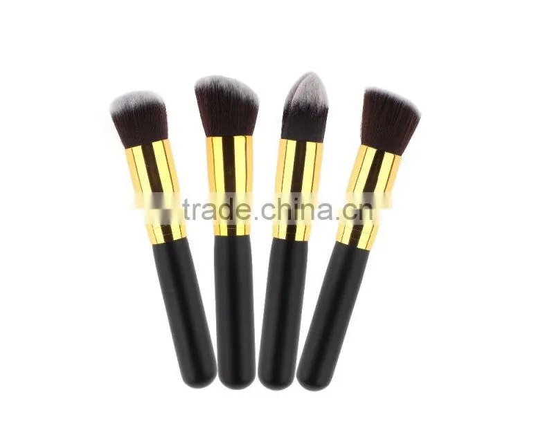 Factory Supply 10pcs Soft Hair Golden+Black Handle Makeup Brush Set Foundation Powder Eyeshadow brush kit tools