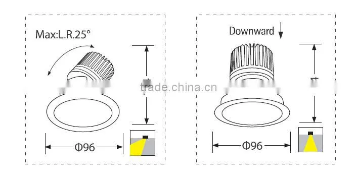 10W Dimmable 5-star hotel lobby lighting cob led wall washing downlight 3 years warranty