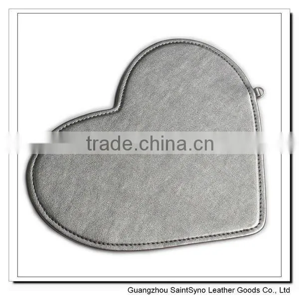 002 PU leather heart-shaped mousepad