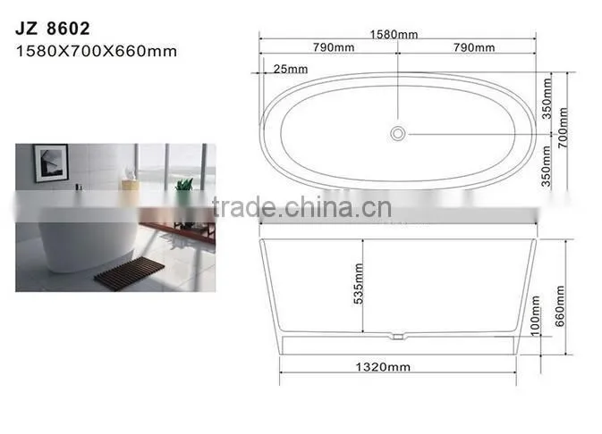 Italia classic design natural stone and resin stone round bathtub for bathroom furniture,freestanding solid surface bathtub
