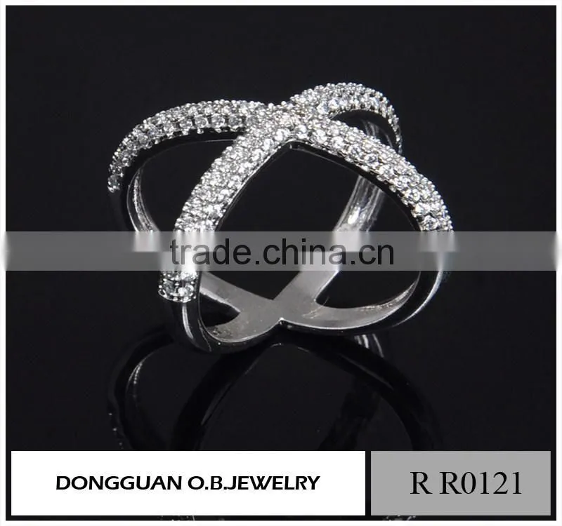 Fashion ring finger rings with red diamond for wedding ring / double rings