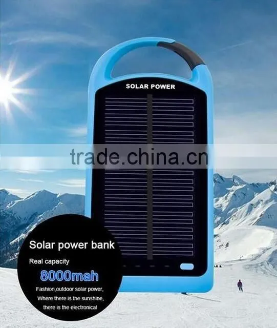 2016 popullar cheap waterproof solar panel battery charger power bank 8000mAh