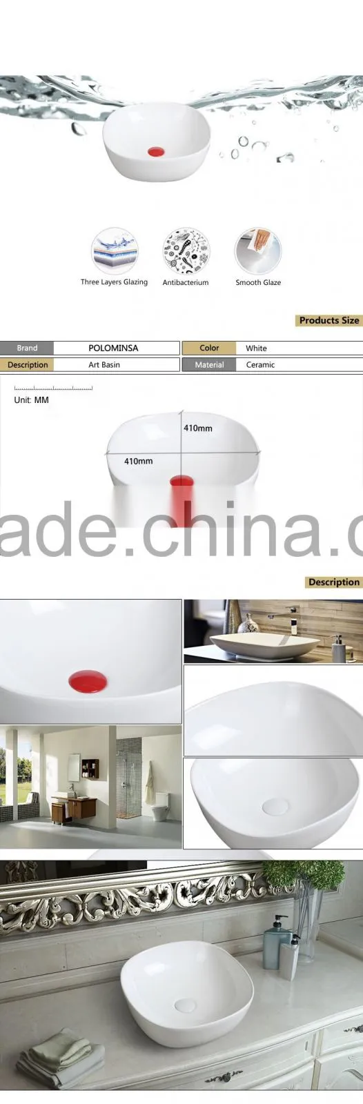 Chinese Square Wash Bowl White Color