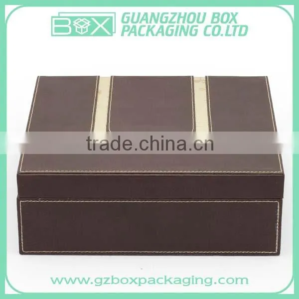 hinged brown luxurious leather chocolate boxes