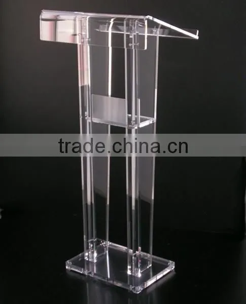 Clear Acrylic Curved Organic Glass Pulpit For Church