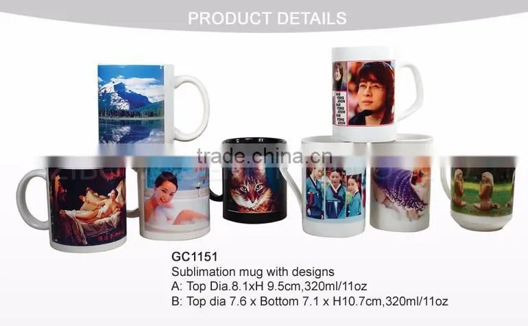 wholesale 11oz white inner color sublimation white porcelain coffee mug