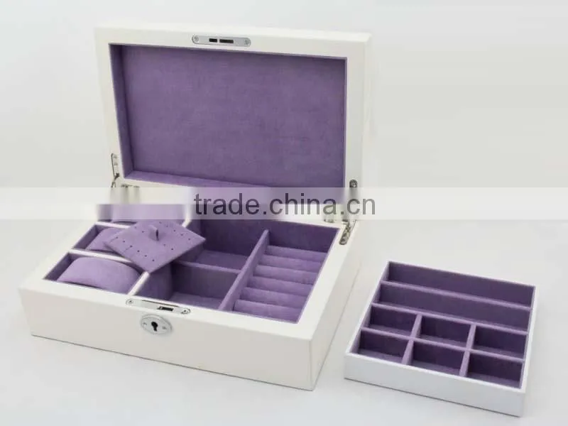 Custom High gloss piano lacquer white jewelry Wooden Box