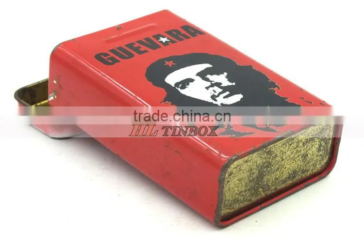 High Quality Hinged Rectangular Cigarette Tin Can with Customized Printing