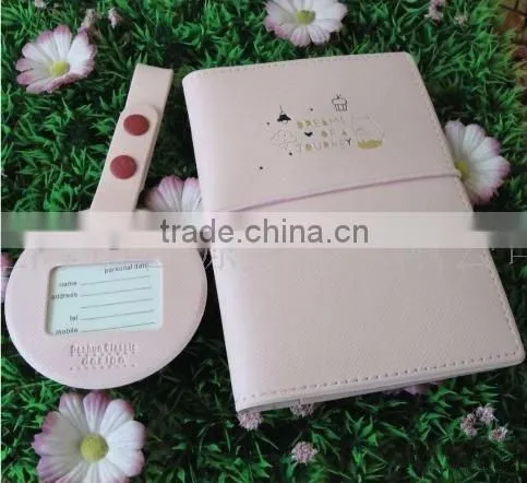 PU leather passport holder baggage tag and lables