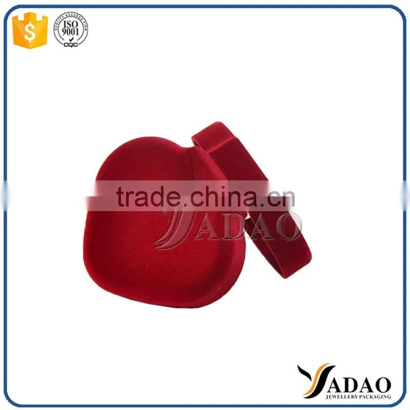 Heart shape red flocking sofia jewelry gift packaging box