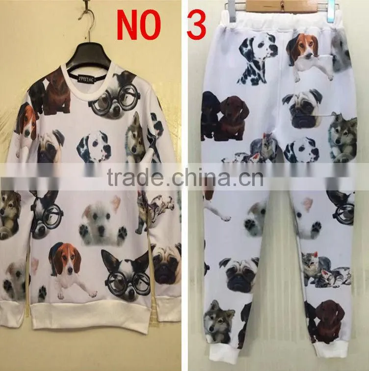 New 2015 Fashion All Over Full Print Sweatshirt Sport Suit Women Hoody Leaf 3D Print Sweatshirts Hot